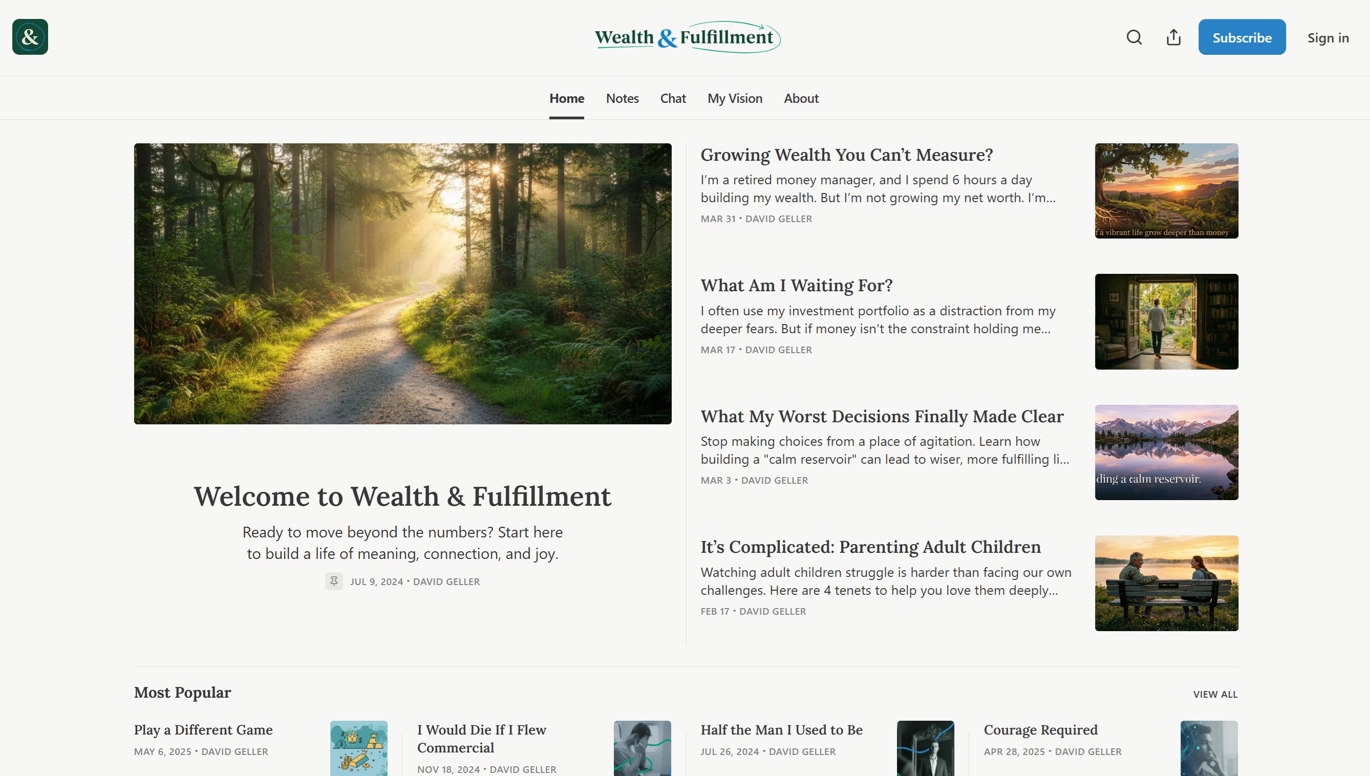 Wealth and Fulfillment Blog Redesign